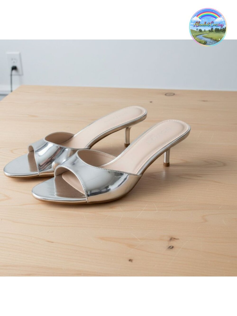 Kitten Heels Women Pointed Toe Faux Leather Mule Heels Slip On Party Wedding